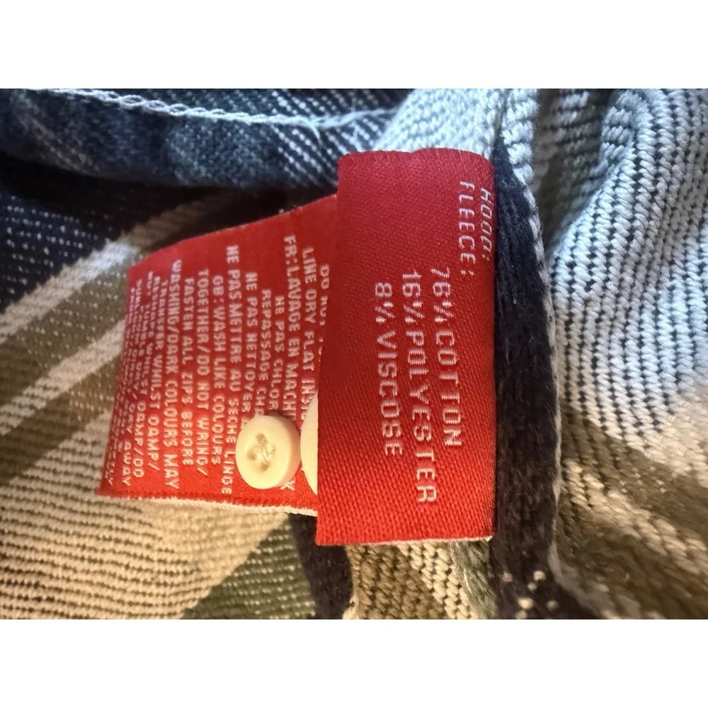 Superdry Checked Plaid Shacket Thick Flannel Blue‎ Beige Size XS MISSING HOOD